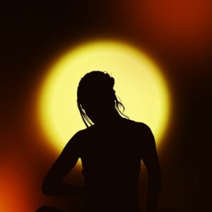 silhouette, woman, meditation